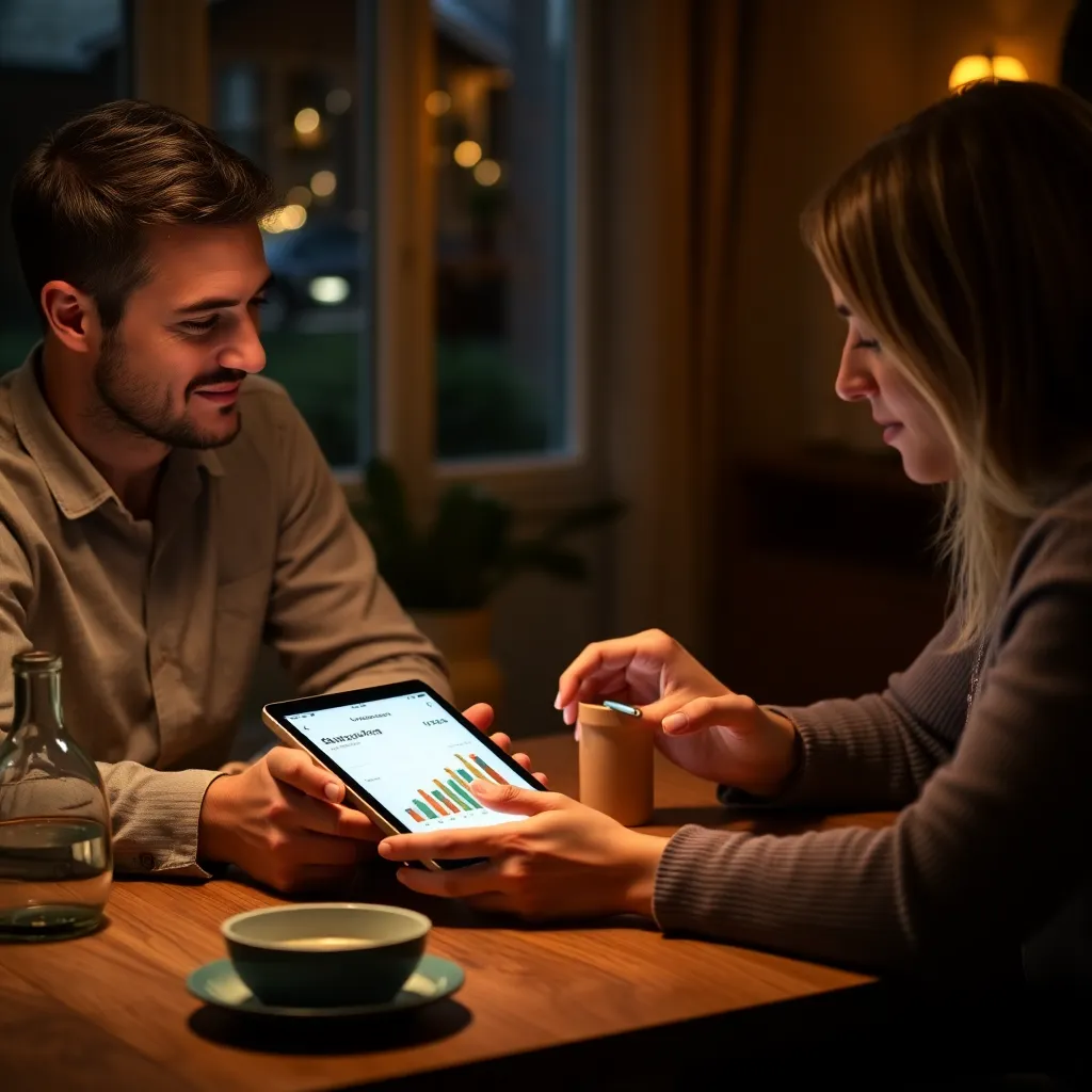 Echtpaar dat samen hun besparingen en financiële doelen bekijkt