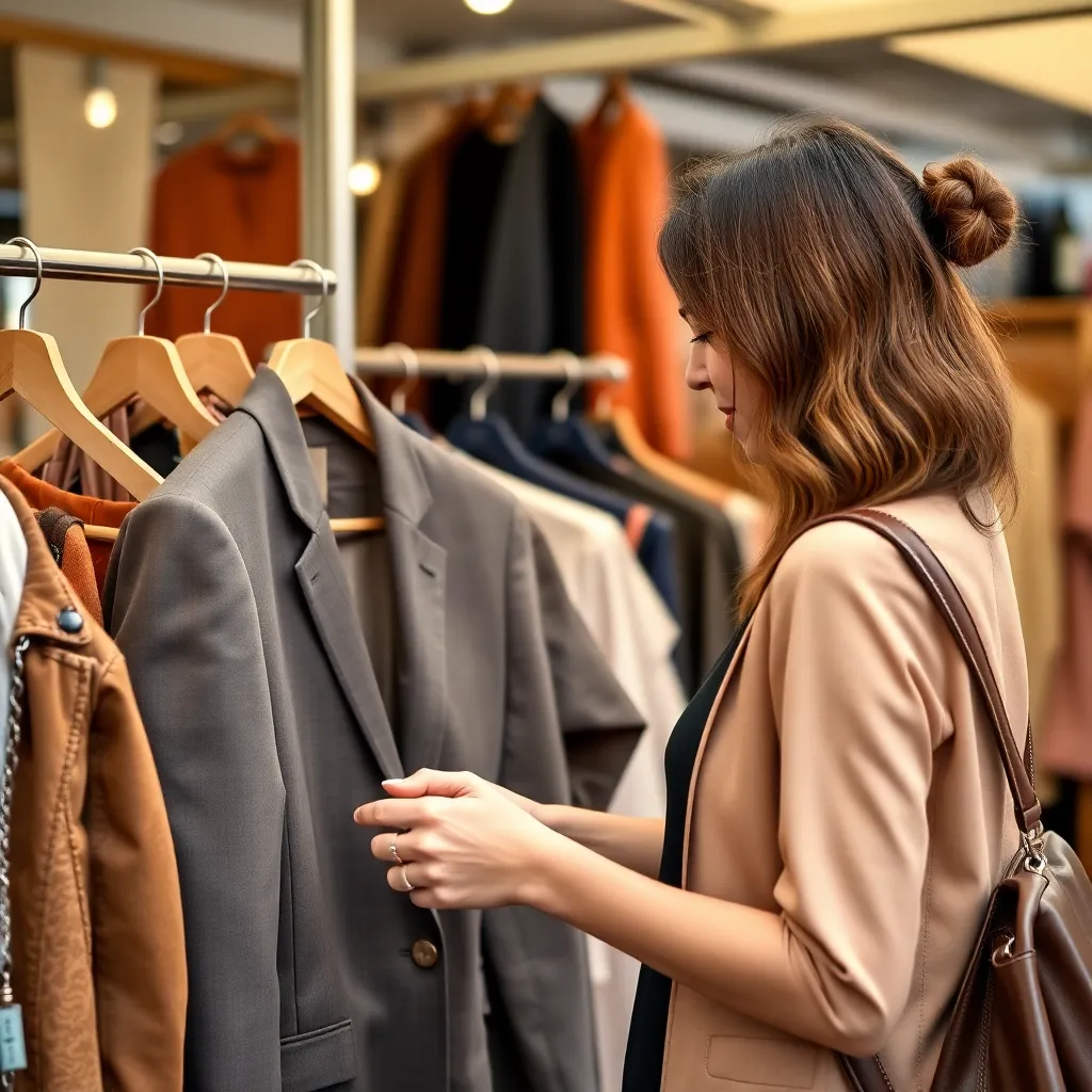 Vrouw die tweedehands merkkleding koopt op een Nederlandse markt